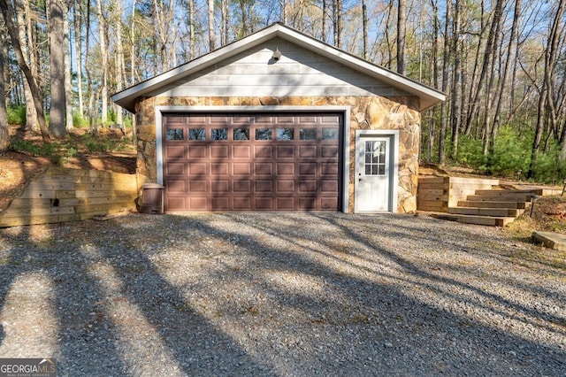 view of detached garage