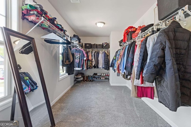 walk in closet featuring carpet