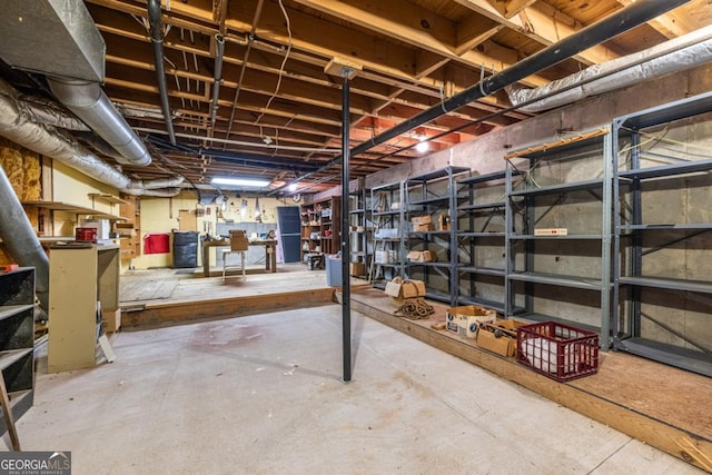 view of unfinished basement