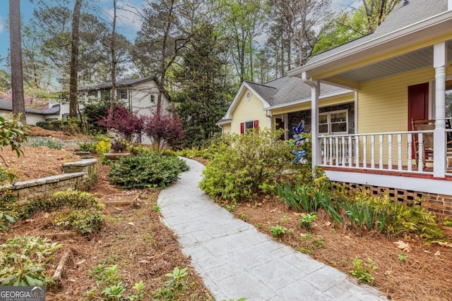 view of yard with a porch