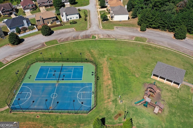 bird's eye view with a residential view