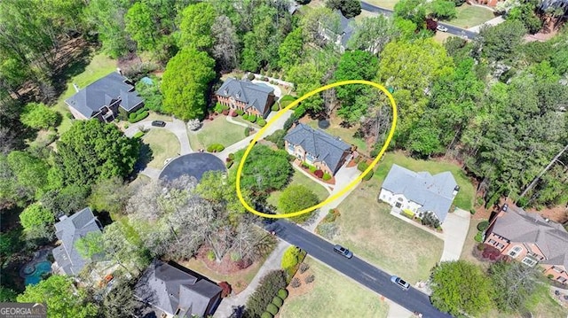 bird's eye view with a residential view