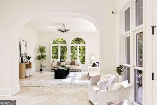 3511 Roxboro Rd NE, Atlanta, GA 30326 - interior space with arched walkways and light tile patterned floors
