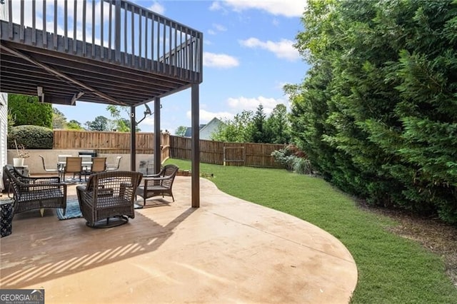 1268 Windsor Glen Dr, Douglasville, GA 30134 - view of patio / terrace with outdoor dining area and a fenced backyard