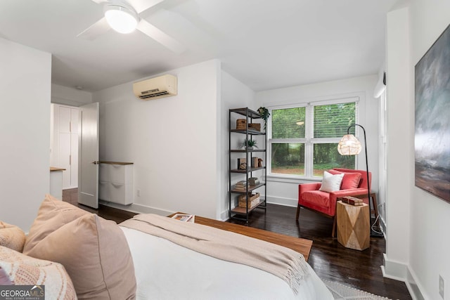 830 Belgrade Ave NE, Atlanta, GA 30306 - bedroom featuring a wall mounted AC, wood finished floors, and baseboards