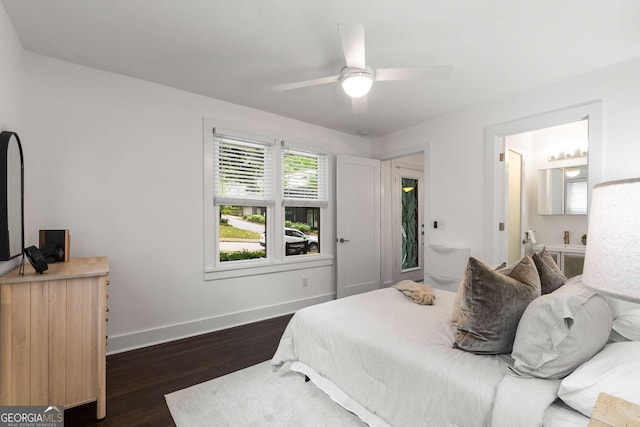 830 Belgrade Ave NE, Atlanta, GA 30306 - bedroom featuring baseboards, ceiling fan, and dark wood finished floors