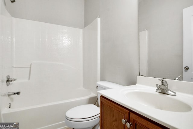 1502 Silver Mist Cir, Powder Springs, GA 30127 - full bathroom with toilet, vanity, and bathing tub / shower combination