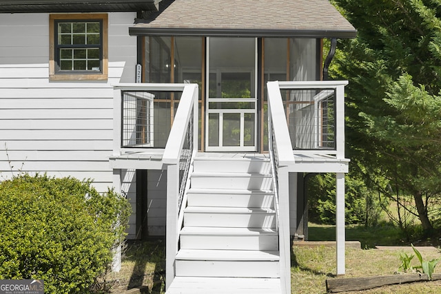 1271 Hayes St, Madison, GA 30650 - exterior details with stairway and a shingled roof