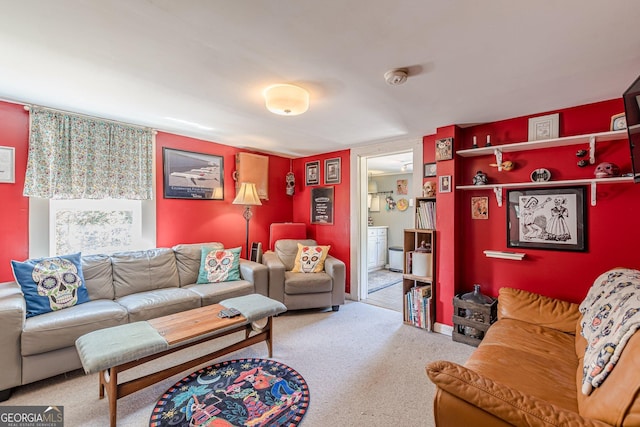 living room featuring carpet flooring