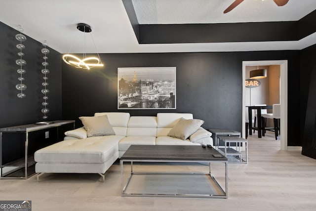 195 14th St Unit 1403, Atlanta, GA 30309 - living area with ceiling fan and wood finished floors