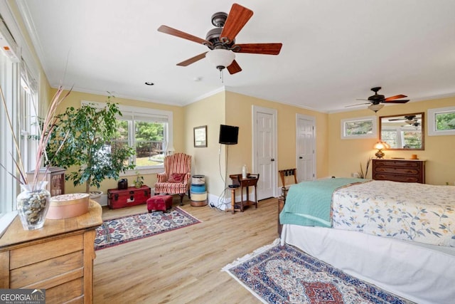 937 Fern Dr, Morganton, GA 30560 - bedroom featuring baseboards, a ceiling fan, wood finished floors, and ornamental molding