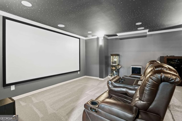 315 Mossy Pointe, Duluth, GA 30097 - home theater with recessed lighting, baseboards, crown molding, and carpet