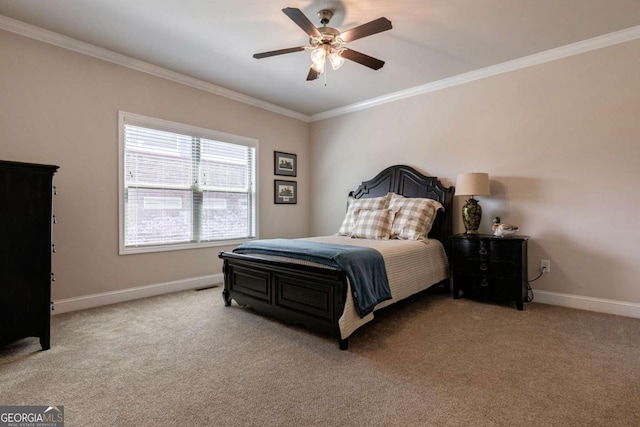 2424 Princeton Bend Way, Bogart, GA 30622 - bedroom with crown molding, light colored carpet, and ceiling fan