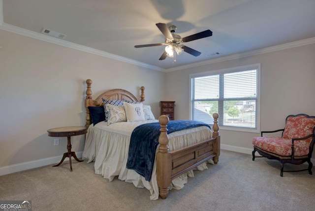 2424 Princeton Bend Way, Bogart, GA 30622 - bedroom with ornamental molding, light colored carpet, and ceiling fan
