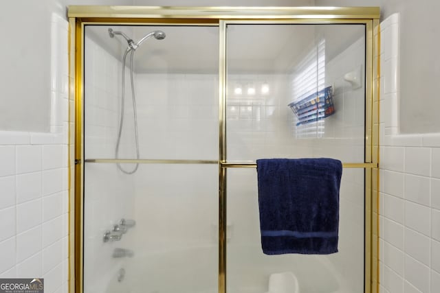 1649 Clairmont Way NE, Brookhaven, GA 30329 - full bath with shower / bath combination with glass door and tile walls