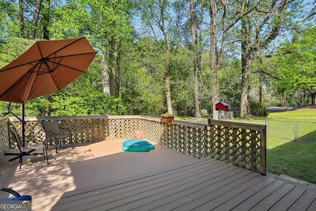 1649 Clairmont Way NE, Brookhaven, GA 30329 - wooden deck with fence and a yard