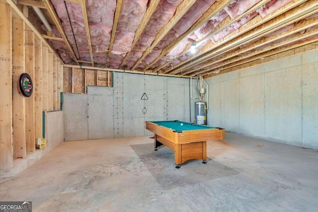 3206 Letha Woods Dr, Conyers, GA 30094 - unfinished basement featuring electric water heater and pool table