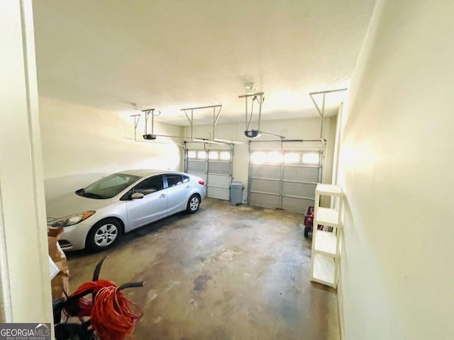 garage with a garage door opener