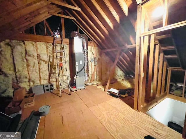 unfinished attic with heating unit