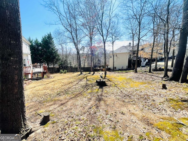 view of yard featuring a deck
