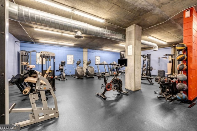 3180 Mathieson Dr NE Unit 703, Atlanta, GA 30305 - workout area featuring concrete block wall