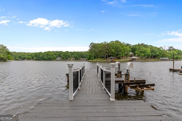 dock area featuring a water view