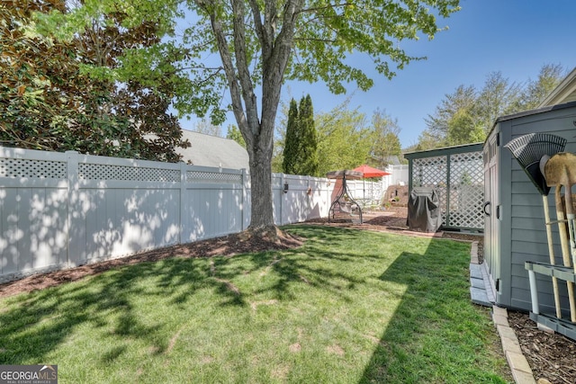 view of yard featuring a fenced backyard