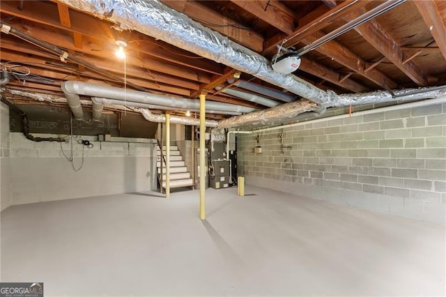 4044 Ashentree Dr, Brookhaven, GA 30341 - unfinished basement with stairway and heating unit