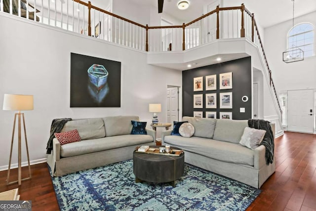 2015 Chelton Way SE, Smyrna, GA 30080 - living room with hardwood / wood-style floors, baseboards, and a high ceiling