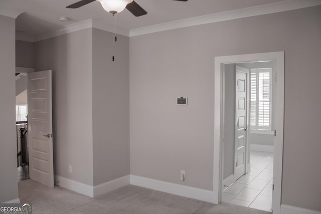 600 Broadview Ter NE, Atlanta, GA 30324 - unfurnished room featuring ceiling fan, baseboards, ornamental molding, and light carpet