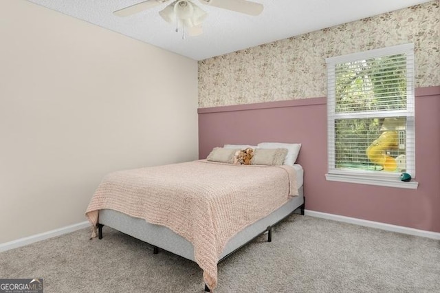 1163 Bristol Hammock Cir, Kingsland, GA 31548 - bedroom featuring carpet floors, wallpapered walls, and a ceiling fan