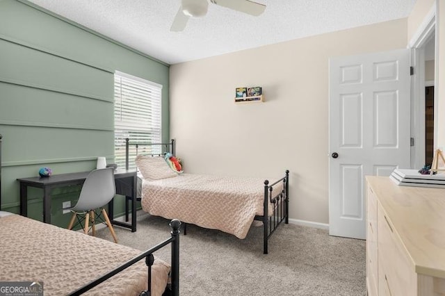 1163 Bristol Hammock Cir, Kingsland, GA 31548 - bedroom with light colored carpet, ceiling fan, and a textured ceiling