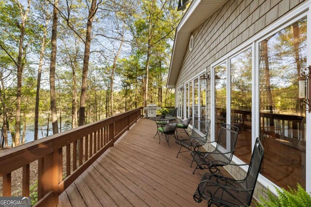 736 Cedar Ridge Rd, Hartwell, GA 30643 - wooden terrace with a water view