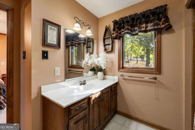 736 Cedar Ridge Rd, Hartwell, GA 30643 - bathroom with baseboards, vanity, and tile patterned floors