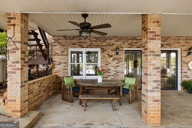 736 Cedar Ridge Rd, Hartwell, GA 30643 - view of patio featuring outdoor dining area and ceiling fan