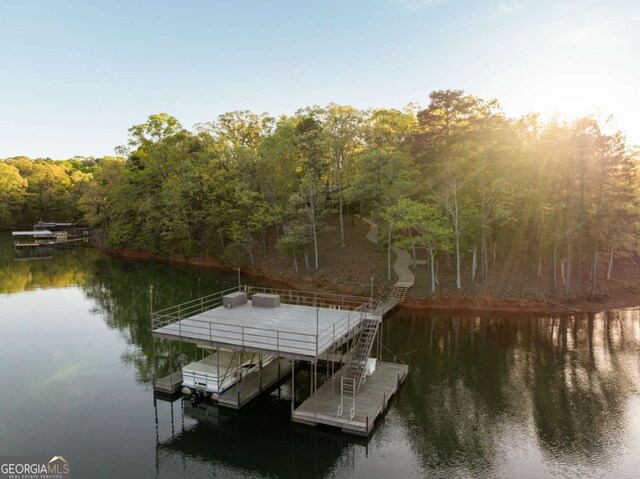 736 Cedar Ridge Rd, Hartwell, GA 30643 - view of dock with a wooded view and a water view