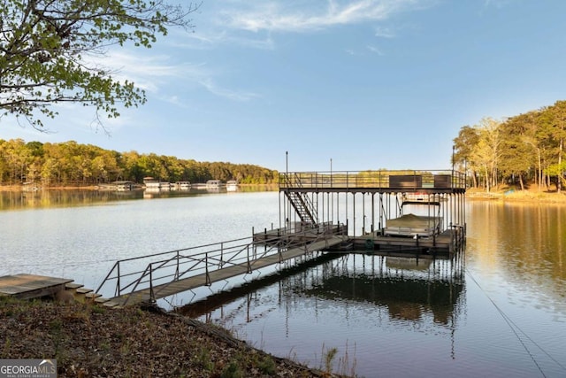 736 Cedar Ridge Rd, Hartwell, GA 30643 - dock area with a view of trees, a water view, and boat lift