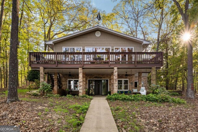 736 Cedar Ridge Rd, Hartwell, GA 30643 - view of front of house featuring brick siding and a deck