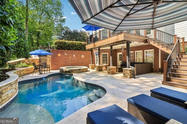 3115 Corsair Curv, Cumming, GA 30040 - view of pool with stairs, a patio, and a pool with connected hot tub
