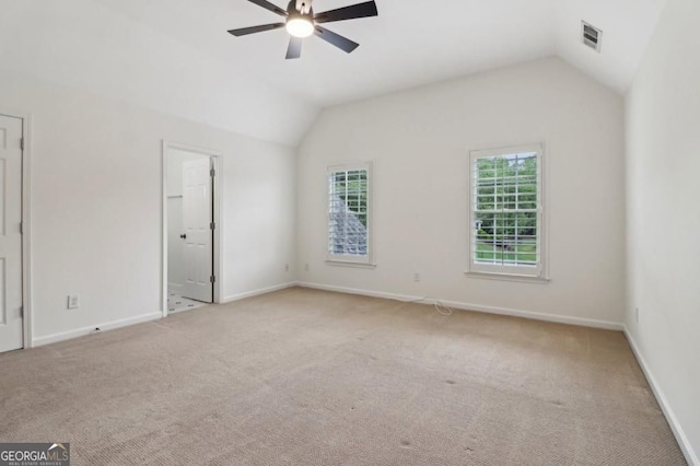 3115 Corsair Curv, Cumming, GA 30040 - unfurnished bedroom featuring vaulted ceiling, carpet, baseboards, and a ceiling fan