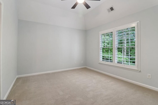 3115 Corsair Curv, Cumming, GA 30040 - spare room with a ceiling fan, carpet, baseboards, and vaulted ceiling