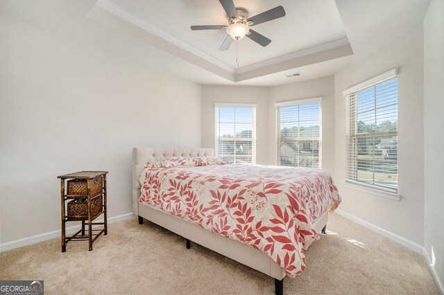 810 Relic Rdg, Hampton, GA 30228 - bedroom featuring ornamental molding, carpet flooring, multiple windows, and a raised ceiling