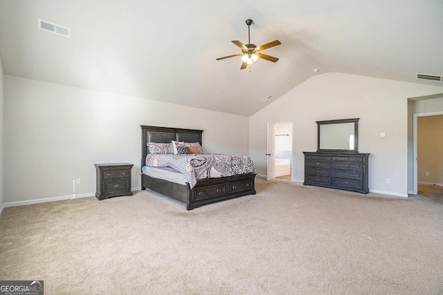 810 Relic Rdg, Hampton, GA 30228 - carpeted bedroom with lofted ceiling, baseboards, and visible vents