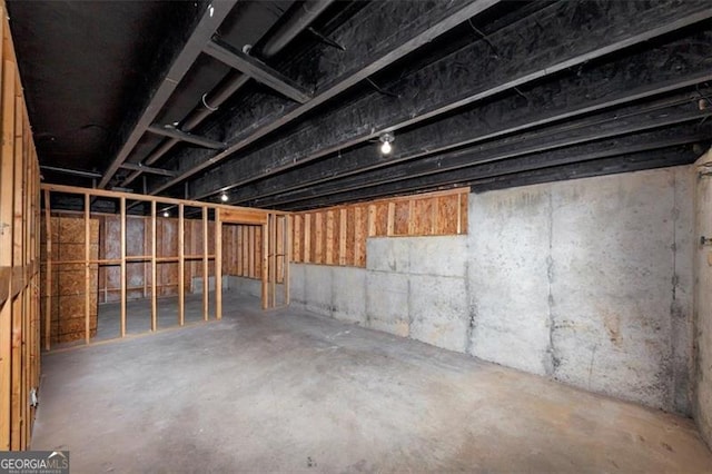 view of unfinished below grade area
