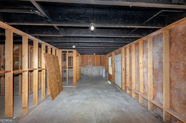view of unfinished below grade area