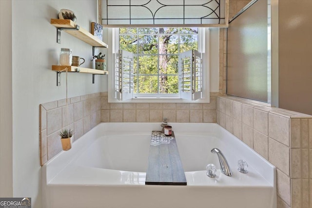 bathroom featuring a bath
