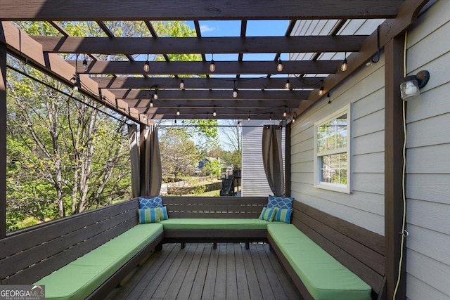 deck featuring a pergola