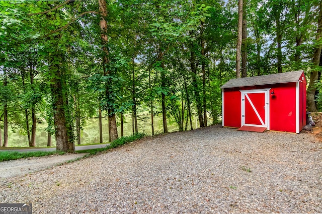 view of shed