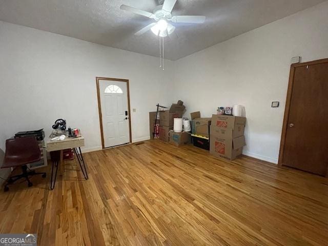 7650 Neese Commerce Rd, Hull, GA 30646 - office area with light wood-type flooring, a ceiling fan, and baseboards