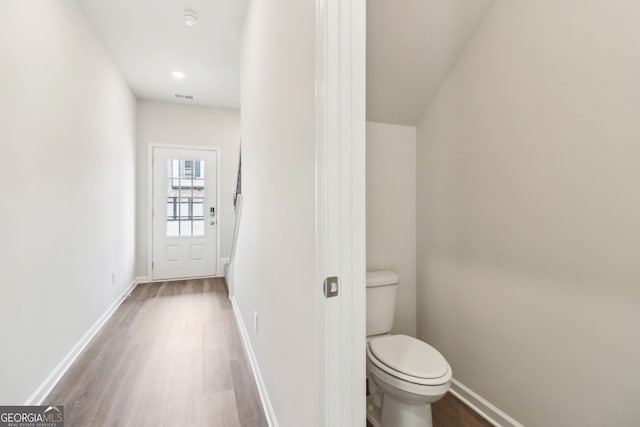 2762 Aralynn Way, College Park, GA 30337 - bathroom with toilet, baseboards, visible vents, and wood finished floors